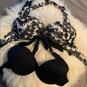 Two push-up swimsuit bras